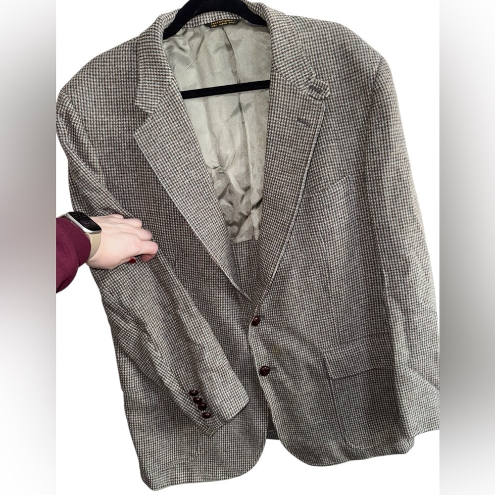 Cricketeer Wool Houndstooth Blazer Men’s (Fits 42R Large) Made in USA - Picture 3 of 10